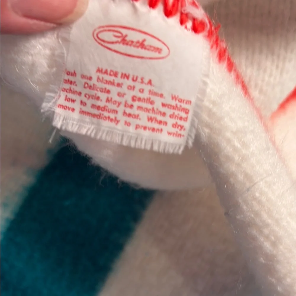 90 x 90 Chatham Hudson style‎ soft Striped Blue, Red, and Green Blanket bag B46